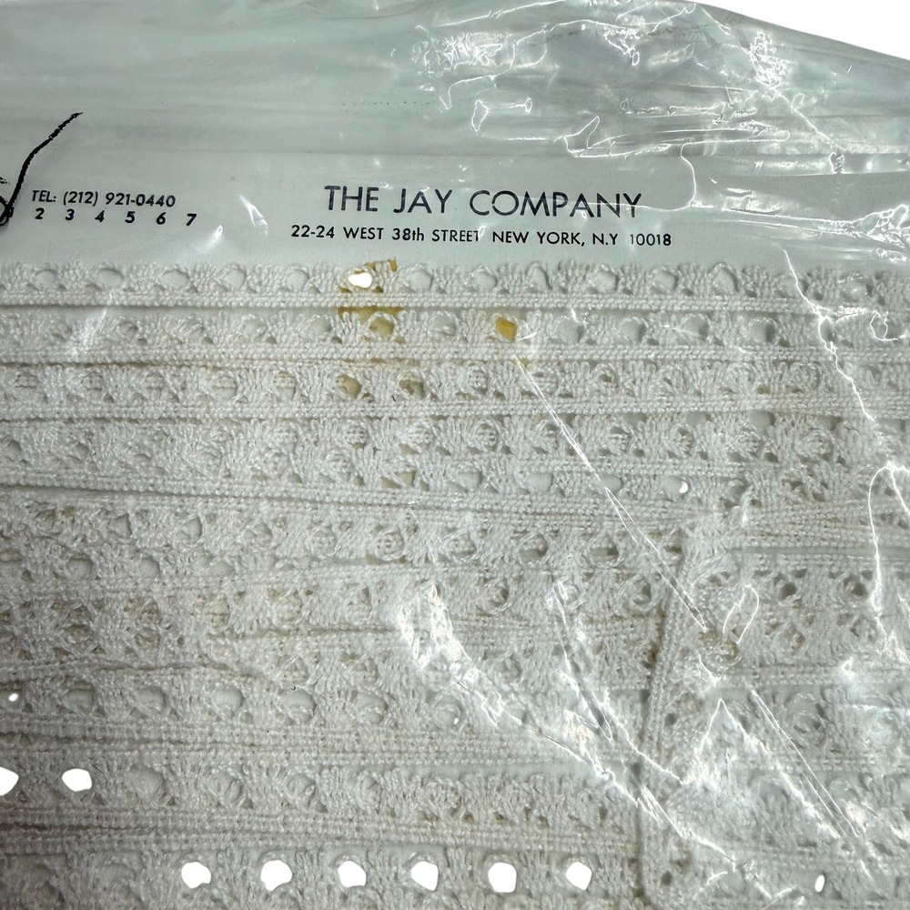 Deadstock The Jay Company Lace Trim 7.5 Yards White New Vintage Schiffli Eyelet